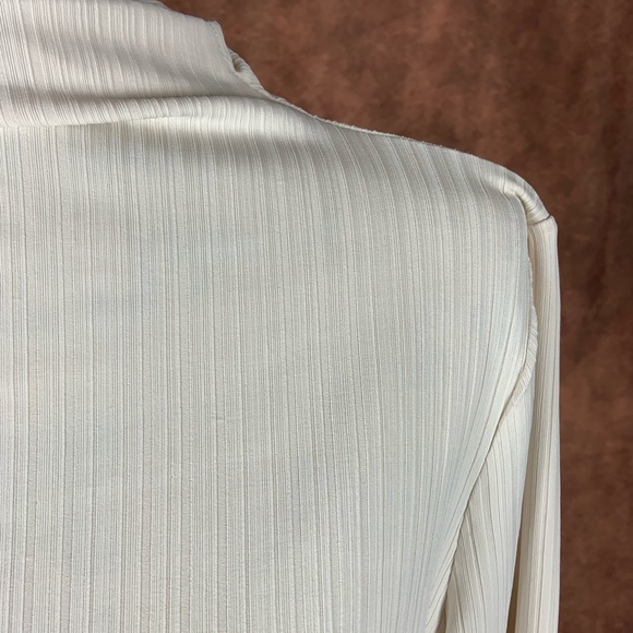 Future Collective Reese Blutstein Long Sleeved Mock Neck Ivory Textured Shirt - Picture 2 of 6